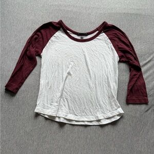 Brandy Melville Maroon and White Long Sleeve Tee
